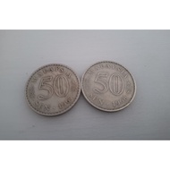 Malaysia coin lama 50sen coin 1967 and 1968 pair/sepasang