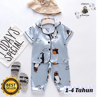 Children's Pajamas Imported Penguinsatin biru 34 Ages 1-4 Years