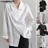INCERUN Men Soft Fashion Irregular Style Long Sleeves Button Up Lapel Shirt