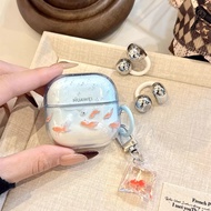 For Huawei freeclip2 new earphone cover advanced gradual change blue splashing ink koi small goldfis