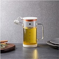 Glass Oil and Vinegar Bottle, Oil Dispenser Bottle with Scale, Large Capacity Condiment Dispensing Cruet for Barbecue,Cooking, Baking */1610 (Color : White, Size : 550ml)