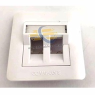 Commscope AMP Faceplate – 45Degree Angle 2Gang RJ45 Cat 3 / CAT 5e / CAT 6 [RDB]