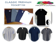 เสื้อยืดคอกลมกระเป๋าหน้าสีพื้น Fruit of the Loom  รุ่น Classic Premium