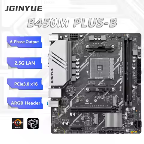 JGINYUE B450M PLUS-B AM4 M-ATX Motherboard For AMD Ryzen2000-5000series CPU EXPO DDR4 MAX 32GB RAM D