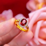 แหวนทอง 0.6 กรัม ทอง 96.5%  มีใบรับปแหวนทับทิมและเพชรของผู้หญิงไม่ลอก ไม่ดำช่องเปิดสามารถปรับได้
