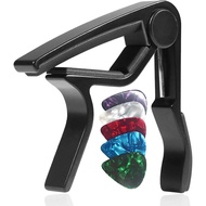 WINGO Guitar Capo untuk Gitar Akustik dan Elektrik dengan 5 Pilihan Percuma, Hitam