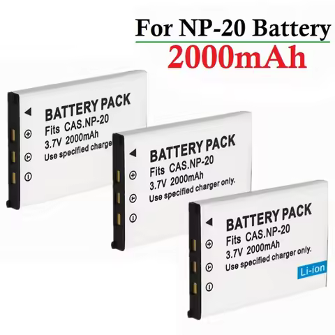2000mAh NP-20 NP20 Batterie For Casio EX-Z7 Z8 Z11 Z60 Z65 Z70 Z75 Z77 M1 M2 M20 S1 S2 S3 S20 S100 S