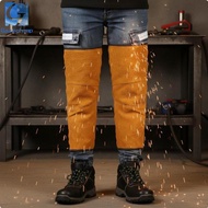 [Gazechimp] Bovine Leather Metalworking Spats Anti Scald Leather Yellow Short Velcro