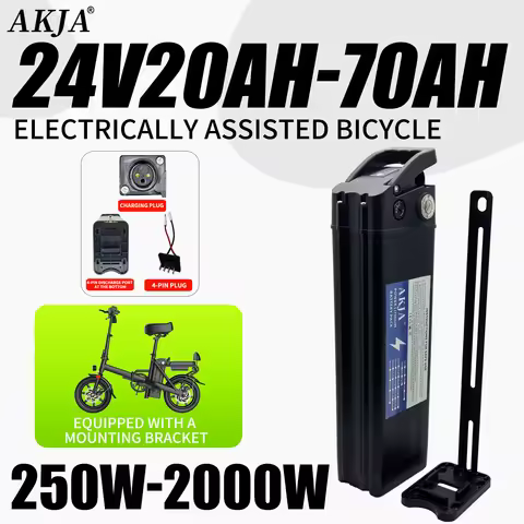 AKJA 24V 20-50AH 18650 lithium battery 35AH safety BMS 4-pin discharge plug and play, suitable for c
