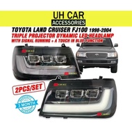 Toyota Land Cruiser FJ100 LC100 1998 - 2002 Triple Projector Dynamic Led Headlamp With Signal Runnin