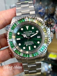 行貨 有門市 OCEANX SHARKMASTER 1000 SMS1047 Special Edition 綠石圈 44mm 限量出175隻 每隻跟獨立編號