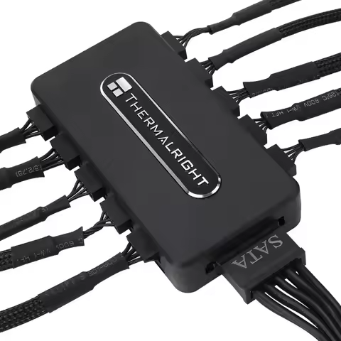 Thermalright PWM Fan RGB HUB Controller,SATA Power Supply For Chassis Fan 10-port PWM Temperature Co