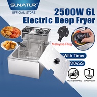 SUNATUR Electric Deep Fryer 6L/2.5KW Commercial Portable Single Tank Electric Deep Fryer With Timer 