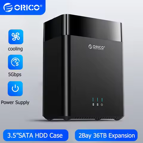 ORICO 2 Bay HDD Enclosure Hard Drive Case 3.5" SATA Docking Station USB 3.0 Type C DAS Storage Box 3