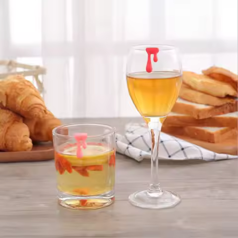 Water Drop Shaped Wine Glass Marker Wine Glass Identifier Cup Distinguish Label Sign Drink Markers_D