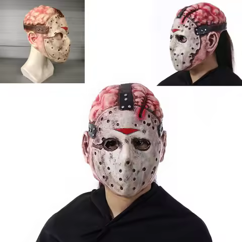 Cosplay Jason Voorhees Friday The 13Th Brain Structure Head Cover Scary Horror Funny Halloween Mask 