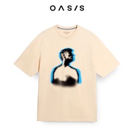 OASIS เสื้อยืดผู้ชาย เสื้อยืด เสื้อคอกลม cotton100% พิมพ์ลาย รุ่น MTP-1888-L สีเบจ  เทาดำ  ขาว