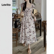 (trendy3)Lovito Boho Dress Smocked Soft and Comfortable Spring/summer Dress for Women L137ED043 Lovi