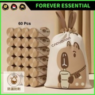 (FOREVER ESSENTIAL) 60PCs Durable Large Capacity Thickened Capybara Garbage Bag Bear Animal Waste Ru