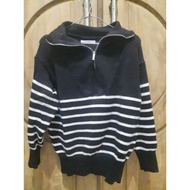 ECINOS Karen Half Zip Sweater Black Striped SM