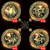 Straw Straw God Beast Metal Straw Qinglong White Tiger Vermilion Bird Xuanwu Anzhai You Ping An Solution Four Mythical Beasts Metal Stickers Blue Dragon White Tiger Suzaku Xuanwu Anzhai You Peace Solve Door-to-Door Metal Stickers Door Stickers 4.25