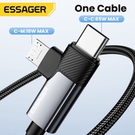 Essager PD65W 2-in-1 Type C To Type-C+Micro Fast Charging Cable C-C C-M Fast Charge 3A Wire For iPho