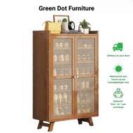 Bamboo Outdoor Shoe Cabinet Top Display Show Cabinet Storage Dustproof 6 Layers Rattan Flip Breathab