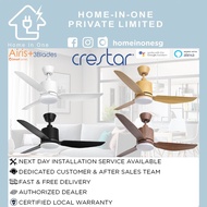 [OPTIONAL INSTALLATION] CRESTAR AIRIS 3 BLADES DC MOTOR CEILING FAN + 3 TONE LED LIGHT KIT + REMOTE CONTROL + FR OPTION