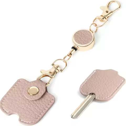 Women's retractable keychain, imitation leather retractable keychain 11.81 inches stretch length ant