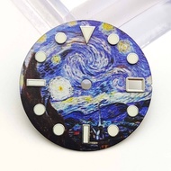 28.5MM Modified Watch Accessories Van Gogh Luminous Dial NH35 Dial Diving Mechanical Watch Dial