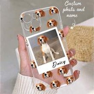 1 ชิ้น เคสโทรศัพท์แบบกำหนดเองพร้อมรูปถ่าย + ข้อความ DIY, เคสโทรศัพท์ TPU ใส, หัวสุนัขสัตว์เลี้ยง, กา