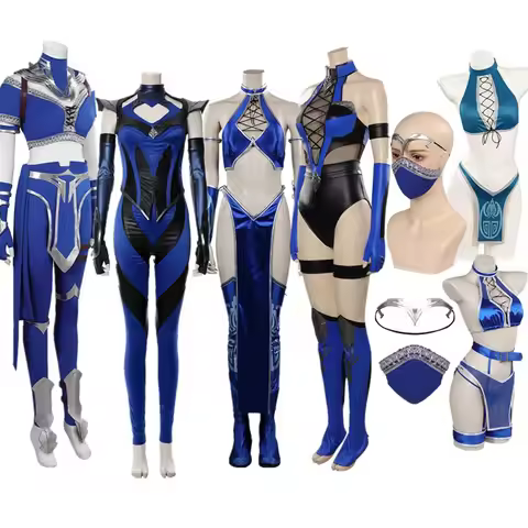 Mortal Cos Kombat Fantasy Kitana Cosplay Costume Adult Women Dress Outfits Halloween Carnival Party 