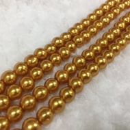 8mm Metallic Glass Pearl - Orange Gold