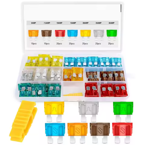 120 pcs Standard Fuse kit – 5, 7.5, 10, 15, 20, 25, 30 AMP – Regular APR/ATO (Open)/ATC Blade Fuses 