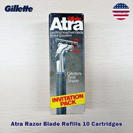 Atra Pivoting Head Twin Blade Shaving System Razor Blade Refills 10 Cartridges มีดโกนหนวด ใบมีดโกนหน