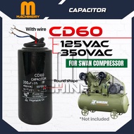 M.Machinery Capacitor CD60 Round (Black) with Wire *For SWAN Compressor* 500uf 125VAC / 45uf 350VAC