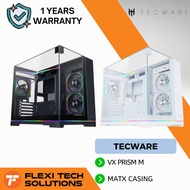 Flexi Tech Tecware VX Prism M TG MATX Case w/3 ARGB Fans - Black & White