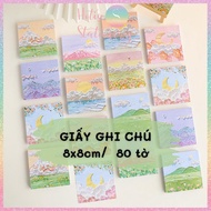 [HOTIS] [16 MODELS] File of 80 notes with landscape paintings, lovely animal-shaped notes - 8x8cm