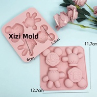 Silicone Starfish Shell Cactus Cat Paw Watermelon Fruit Ice Cube Mold Chocolate Mousse Ice Cream Aux