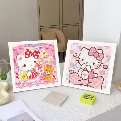 Keeppley&Sanrio Crystal Diamond Decorative Painting 5D DIY Cross Embroidery Kit Hello Kitty Couple B
