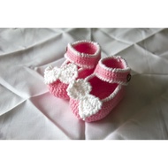 White Bow Crochet Baby Booties