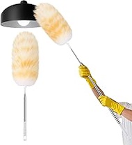 Remerry Extendable Lambswool Duster 30-96 Inch with Stainless Steel Handle Removable Head Multi-Surf