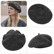 IESPOIR1T1 Plain Cap, Solid Color Retro Wool Berets Hat, Autumn Winter All Matched Warm Elegant Fren
