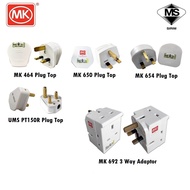 MK Plug Top 646 650 654 MK 3 Way Adaptor 692 MK Honeywell 13A UK 3-Pin / UMS PT150R 15A Round 3-Pin 
