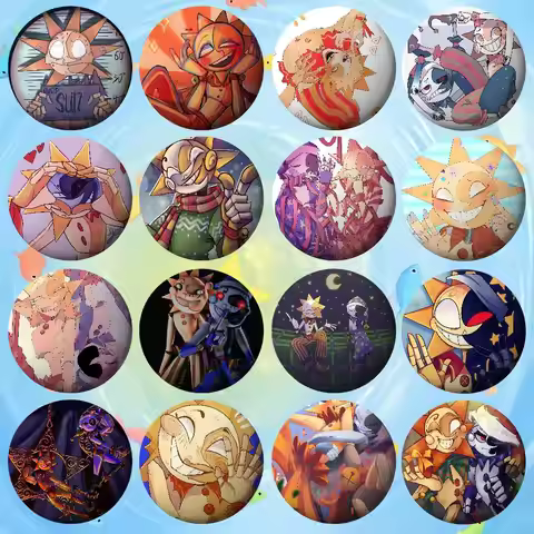 Sundrop And Moondrop Fnaf Badges Tinplate Soft Button Pin Brooch Metal Badge Custom Jewelry Accessor