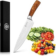 Chef's Knife - 19.2 cm - Italian Olive Wood Handle - Sharp Kitchen Knife - High Quality Carbon Stain