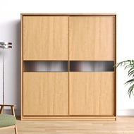 Yuan's Wooden Language Oak Solid Wood Wardrobe Bedroom Storage Wardrobe Household Sliding Door Wardr