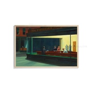 Nighthawks Print Painting by Edward Hopper Plus Classic Wooden Frame