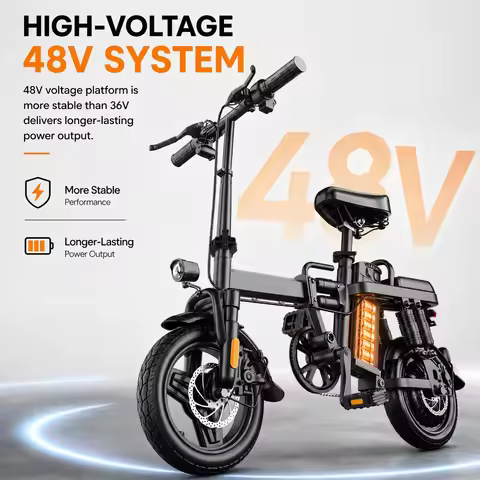 14" Folding Electric Bike 500W Motor 48V 15Ah Battery - 43km/h Top Speed & 60km Long Range, Dual Dis