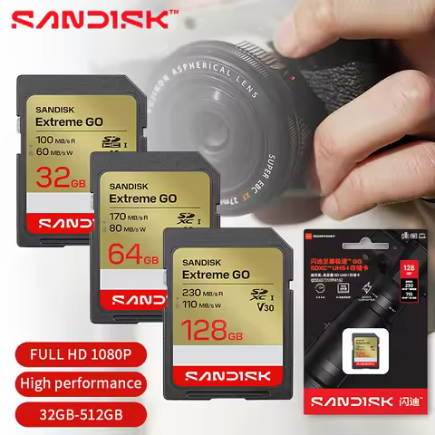 SanDisk Extreme GO V30 SDXC 64GB 128GB 256GB 512G SDHC 32GB Memory Card Max 230Mb/s 4K UHD SD Card f